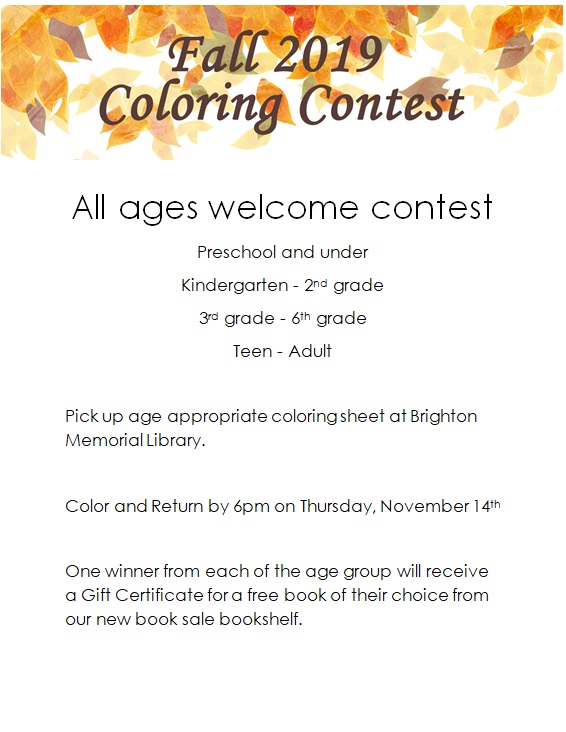 Fall Coloring Contest Brighton Memorial Library District